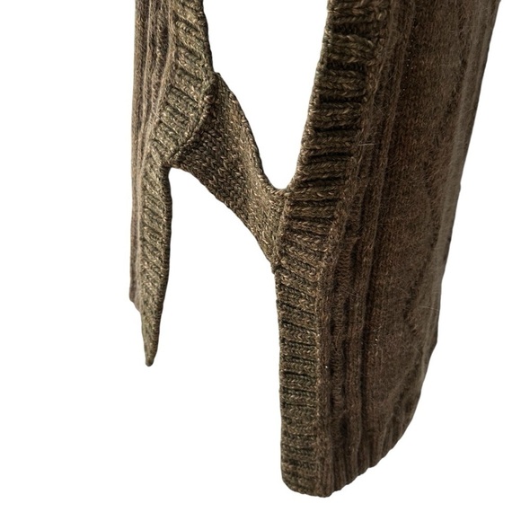 Unique Open Side Pullover Cableknit Sweater Vest, Brown, Medium Large - Picture 4 of 14